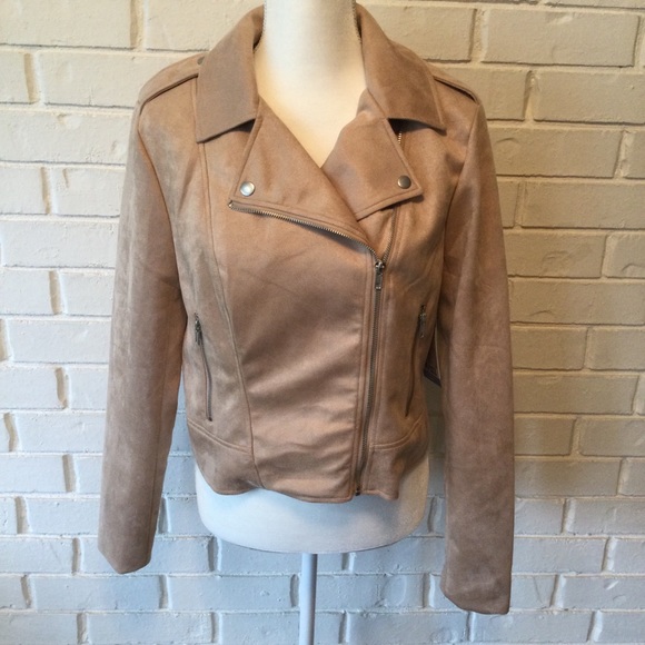 Steve Madden Ladies Suede Moto Tan Jacket Size large - Picture 2 of 6
